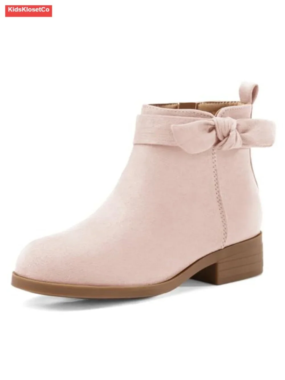 Girls Suede Ankle Boots Bowknot Chunky Heel Side Zipper Cute Dress Booties